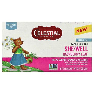 斯乐,She-Well, Herbal Tea, Raspberry Leaf, Caffeine Free, 16