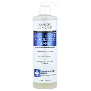 Advanced Clinicals,Glycolic Acid + Lactic Acid Cleanser, 11.