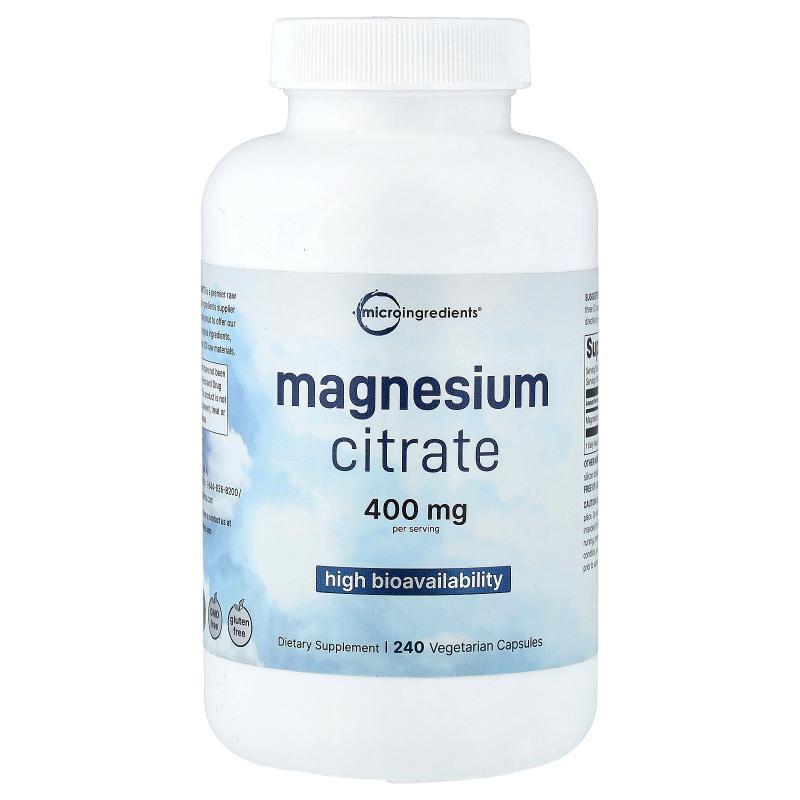 Micro Ingredients,Magnesium Citrate, 240 Vegetarian Capsules