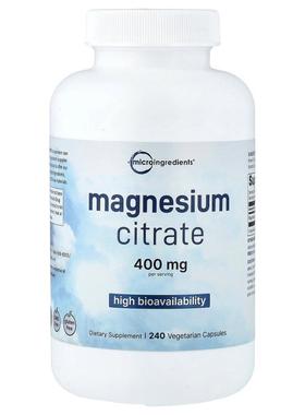 Micro Ingredients,Magnesium Citrate, 240 Vegetarian Capsules