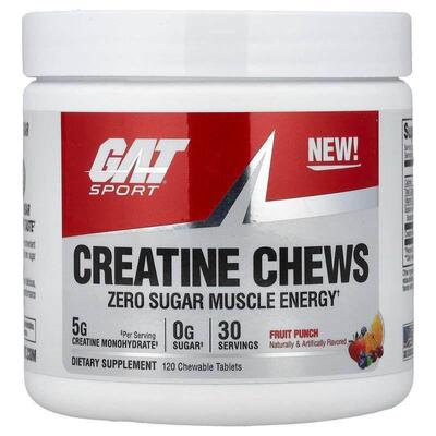 GAT,Sport, Creatine Chews, Fruit Punch, 120 Chewable Tablets