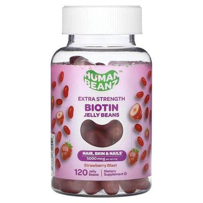 Human Beanz,Biotin Jelly Beans, Extra Strength, Strawberry B