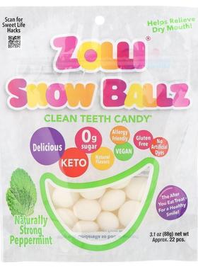 Zollipops,Zolli® Snow Ballz，天然优效薄荷，约 22 片，3.1 盎8