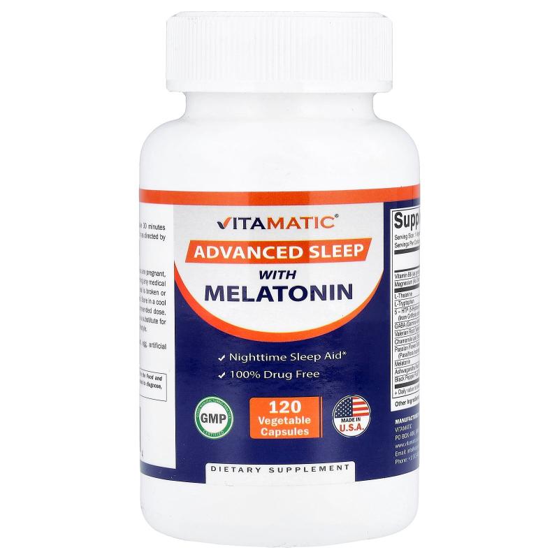 Vitamatic,Advanced Sleep with Melatonin , 120 Vegetable Caps