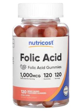 Nutricost,Folic Acid Gummies, Berry Blend