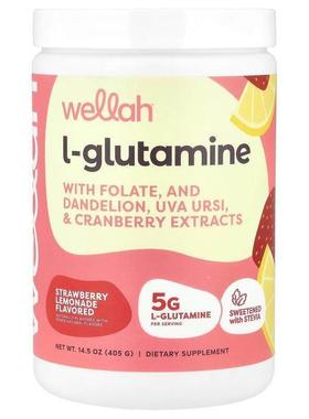 Wellah,L-谷氨酰胺，草莓柠檬水味，14.5 盎司（405 克）