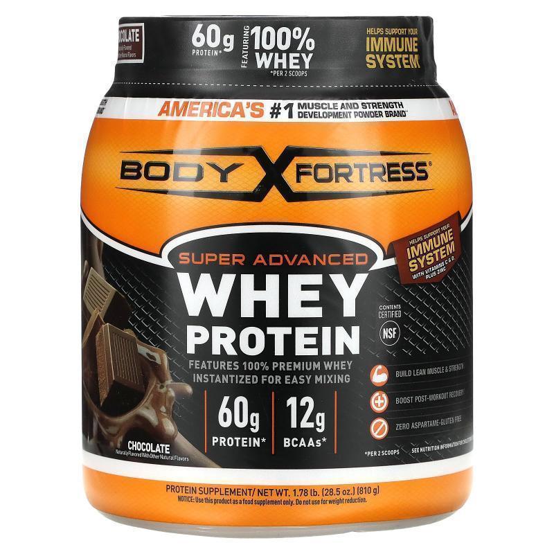 Body Fortress,Super Advanced Whey Protein, Chocolate , 1.78