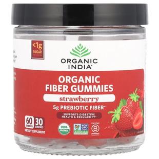 有机印度,Organic Fiber Gummies, Strawberry, 60 Gummies