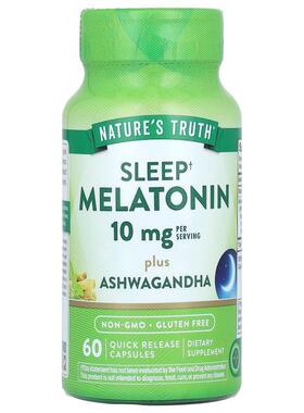 Nature's Truth,Sleep Melatonin Plus Ashwagandha, 5 mg, 60 Qu