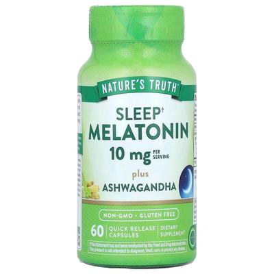 Nature's Truth,Sleep Melatonin Plus Ashwagandha, 5 mg, 60 Qu