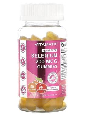 Vitamatic,Selenium, Natural Peach, 200 mcg, 90 Gummies