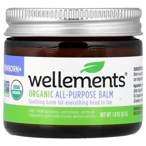 Wellements,Organic All-Purpose Balm, Newborn+, 1.8 oz (51 g)
