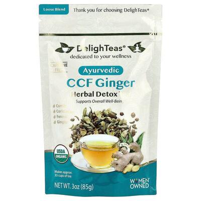 DelighTeas,Ayurvedic CCF Ginger, Herbal Detox Tea, Loose Ble