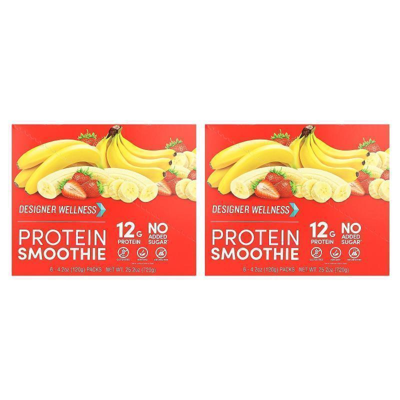 Designer Protein,Protein Smoothie, Strawberry Banana, 12 Pac