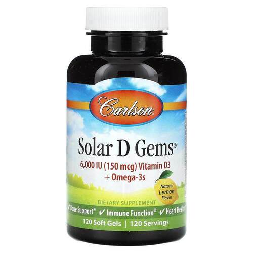 Carlson,Solar D Gems, Natural Lemon, 360 Soft Gels