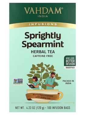 Vahdam Teas,Infusions, Herbal Tea, Sprightly Spearmint, Caff