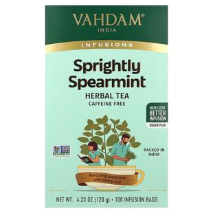 Vahdam Teas,Infusions, Herbal Tea, Sprightly Spearmint, Caff