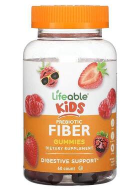 Lifeable,儿童益生元纤维软糖，天然浆果味，60 粒软糖