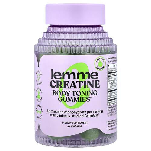 Lemme,Creatine, Body Toning Gummies, Sour Apple, 60 Gummies