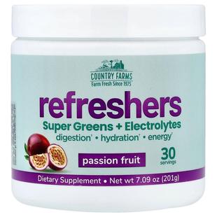Country Farms,Refreshers, Super Greens + Electrolytes, Passi
