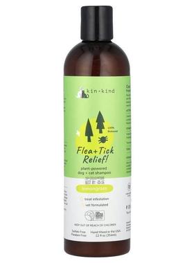 Kin+Kind,跳蚤 + 虱子去除配方，植物源猫狗洗发水，柠檬草香，12