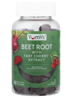 YumVs,Beet Root With Tart Cherry Extract Gummies, Berry, 60