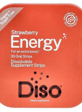 Diso,Energy, Strawberry, 30 Oral Strips