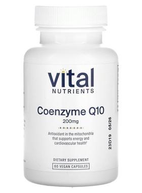 Vital Nutrients,Coenzyme Q10, 200 mg, 60 Vegan Capsules