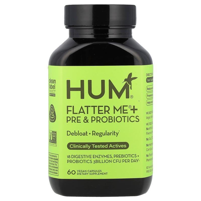 HUM Nutrition,Flatter Me® + 益生元和益生菌,60 粒全素胶囊