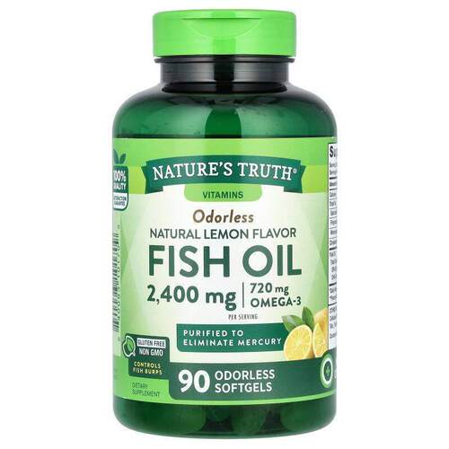 Nature's Truth,Odorless Fish Oil, Natural Lemon, 2,400 mg, 9