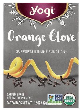 约琪,Orange Clove, Caffeine Free, 16 Tea Bags, 1.12 oz (32 g