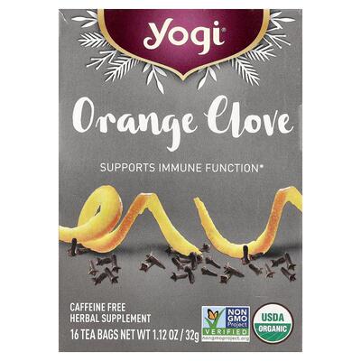 约琪,Orange Clove, Caffeine Free, 16 Tea Bags, 1.12 oz (32 g