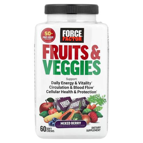 Force Factor,Fruits & Veggies, Mixed Berry, 60 Soft Chews