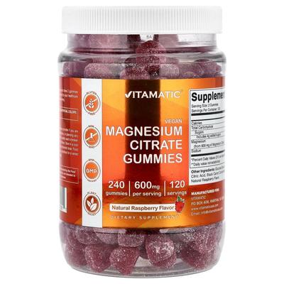 Vitamatic,Magnesium Citrate Gummies, Raspberry, 240 Gummies