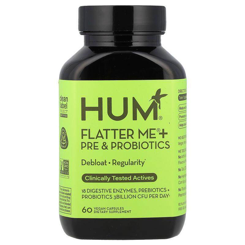 HUM Nutrition,Flatter Me® + 益生元和益生菌，60 粒全素胶囊