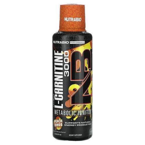 Nutrabio Labs,LeanShots L-Carnitine 3000, Peach Rings, 16 fl