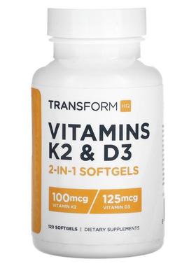 TransformHQ,Vitamins K2 &amp;amp;amp;amp;amp; D3, 120 So