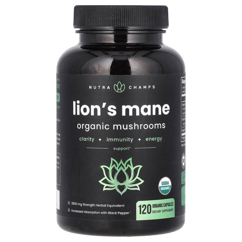 NutraChamps,Lion's Mane, 120 Organic Capsules