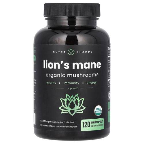 NutraChamps,Lion's Mane, 120 Organic Capsules