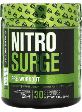 Jacked Factory,Nitro Surge, Pre-Workout, Arctic White, 8.46