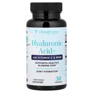 Vitauthority,Hyaluronic Acid+ with Vitamin C & MSM, 30 Capsu