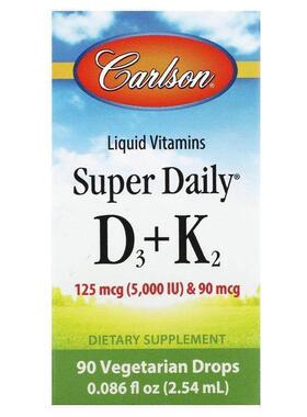 Carlson,Super Daily D3 + K2, 125 mcg (5,000 IU) &amp;amp