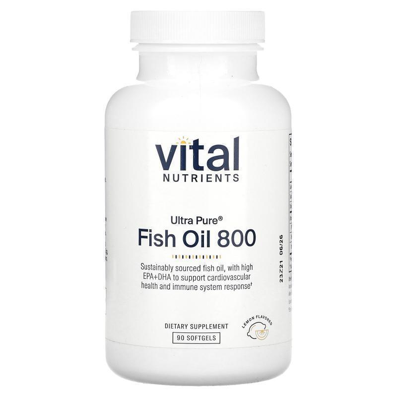 Vital Nutrients,Ultra Pure Fish Oil 800, Lemon, 90 Softgels