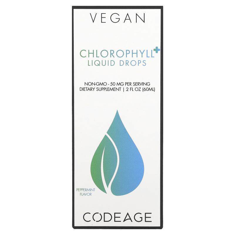 Codeage,全素叶绿素 + 液体滴剂，Non-GMO，薄荷味，50 毫克，2 6