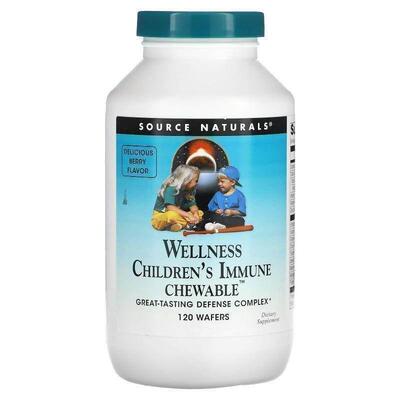 源美,Wellness Children's 机体抵抗咀嚼片，浆果，120 片