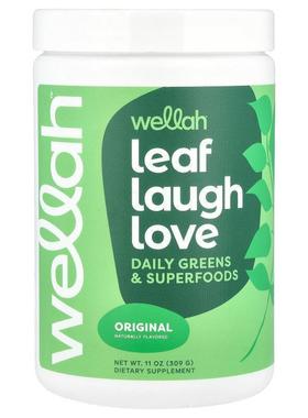 Wellah,Leaf Laugh Love，Daily Greens 和 Superfood，原味，11