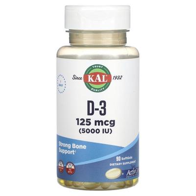 KAL,D-3 , 25 mcg (1,000 IU), 200 Softgels
