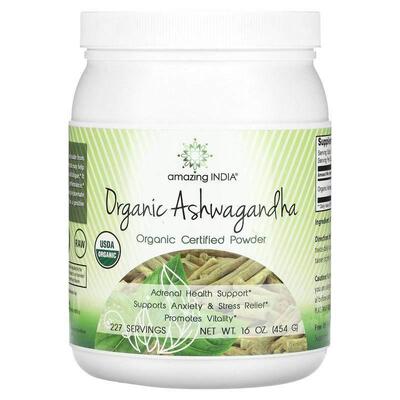 Amazing India,Organic Ashwagandha, Organic Certified Powder