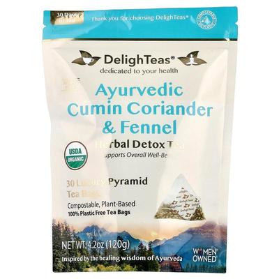 DelighTeas,Ayurvedic Cumin Coriander & Fennel, Herbal Detox