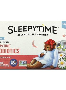 斯乐,Wellness Herbal Tea, Sleepytime Probiotics, Caffeine Fr